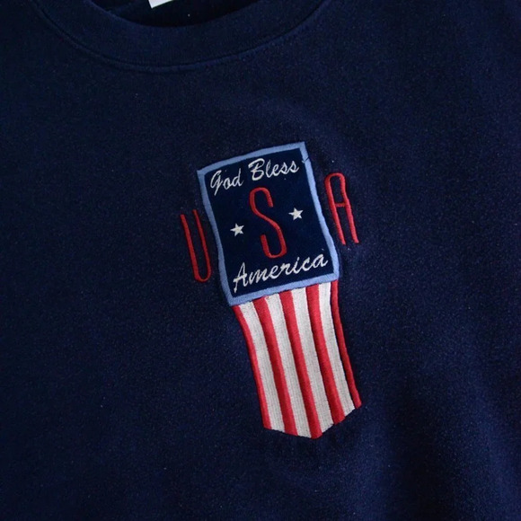 Vintage Endless Designs Navy "God Bless U.S.A." Crewneck Sweater - Picture 12 of 12